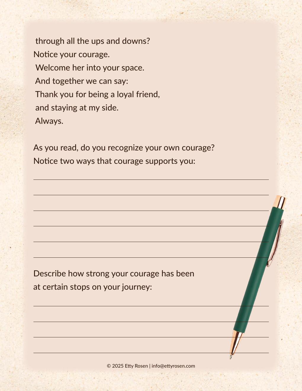 A reflective writing prompt from the journal